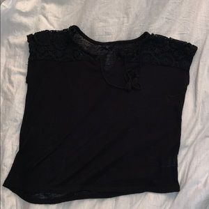 black lace peasant top